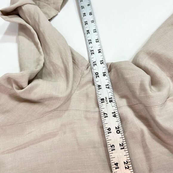 Eileen Fisher Shirt Womens Large Linen blend Cream Pleated Button-Front - Picture 4 of 9